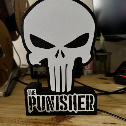 Lampe The Punisher - Lightbox 3D LED | Design Noir & Blanc | USB