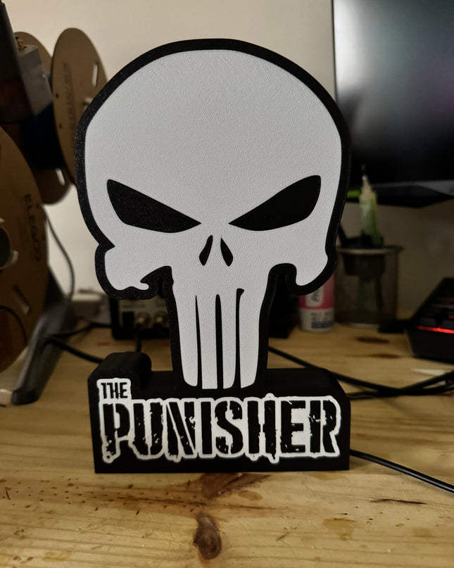 Lampe The Punisher - Lightbox 3D LED | Design Noir & Blanc | USB