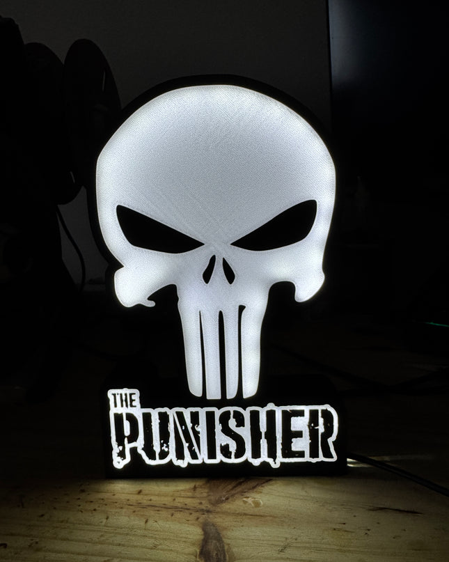 Lampe The Punisher - Lightbox 3D LED | Design Noir & Blanc | USB