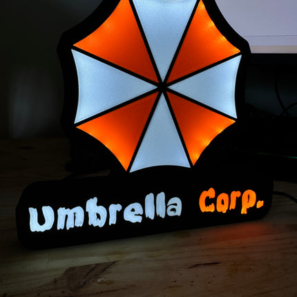 Lampe Resident Evil - Umbrella Corporation Lightbox 3D LED | Design Noir, Blanc & Rouge | USB