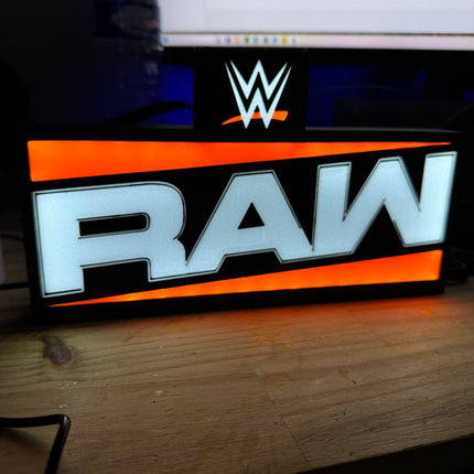 Lampe WWE RAW - Nouveau Logo Lightbox 3D LED | Design Noir, Blanc & Rouge | USB