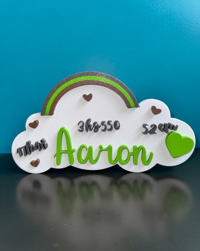 Souvenir de naissance sur mesure avec personnalisation complète.

